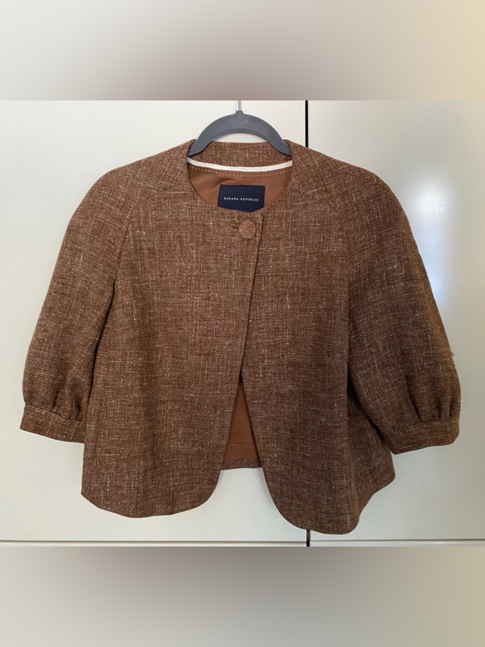 Banana Republic Brown Tweed Cropped Blazer